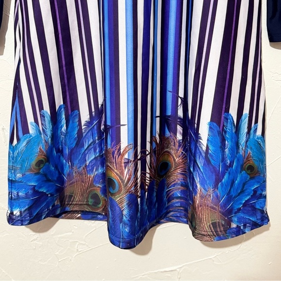 Women’s Peacock Feather Lycra Full-Covered Modest Swimsuit Top Sz L - Picture 6 of 7